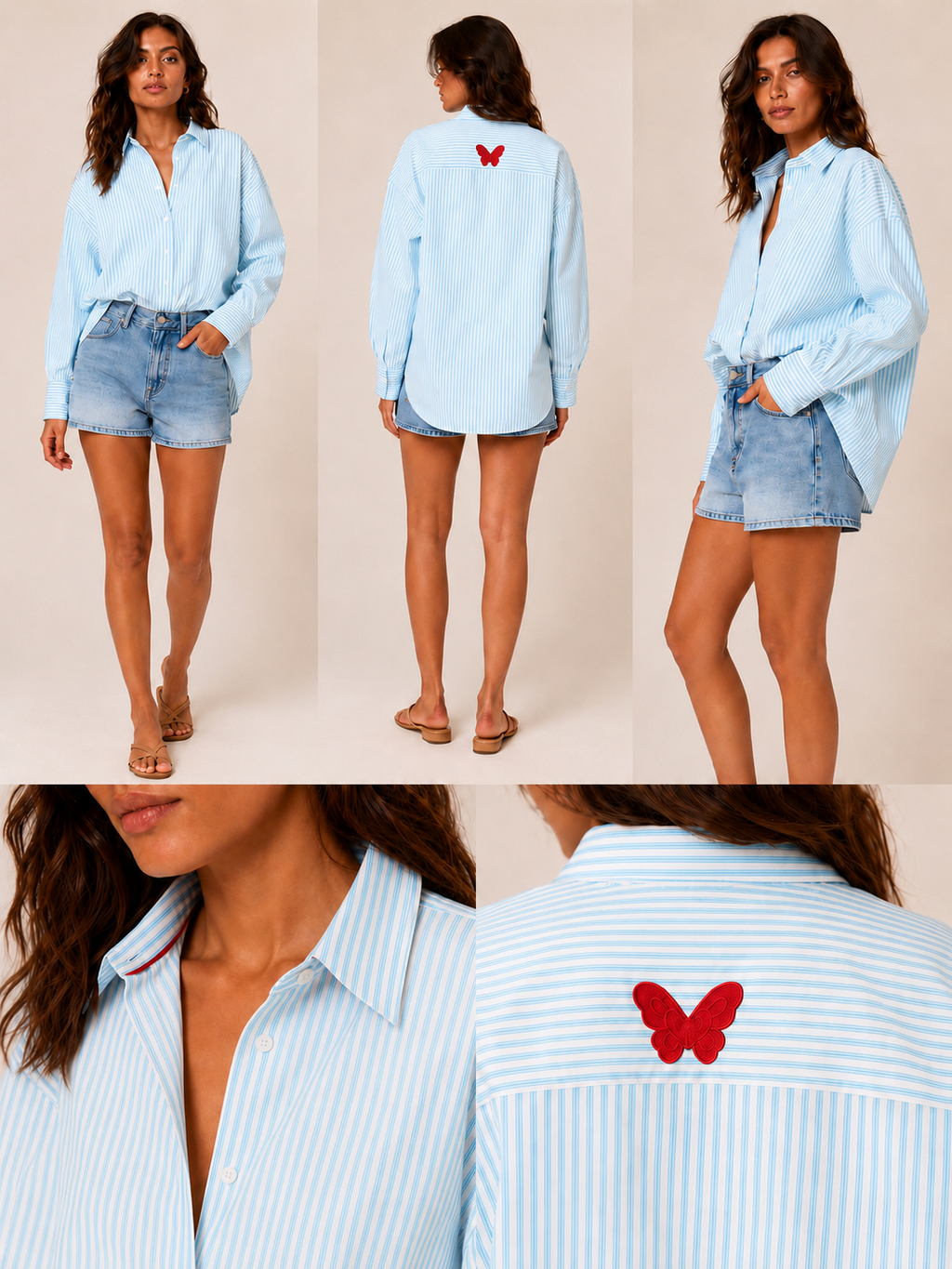 Chemise à rayures bleu turquoise