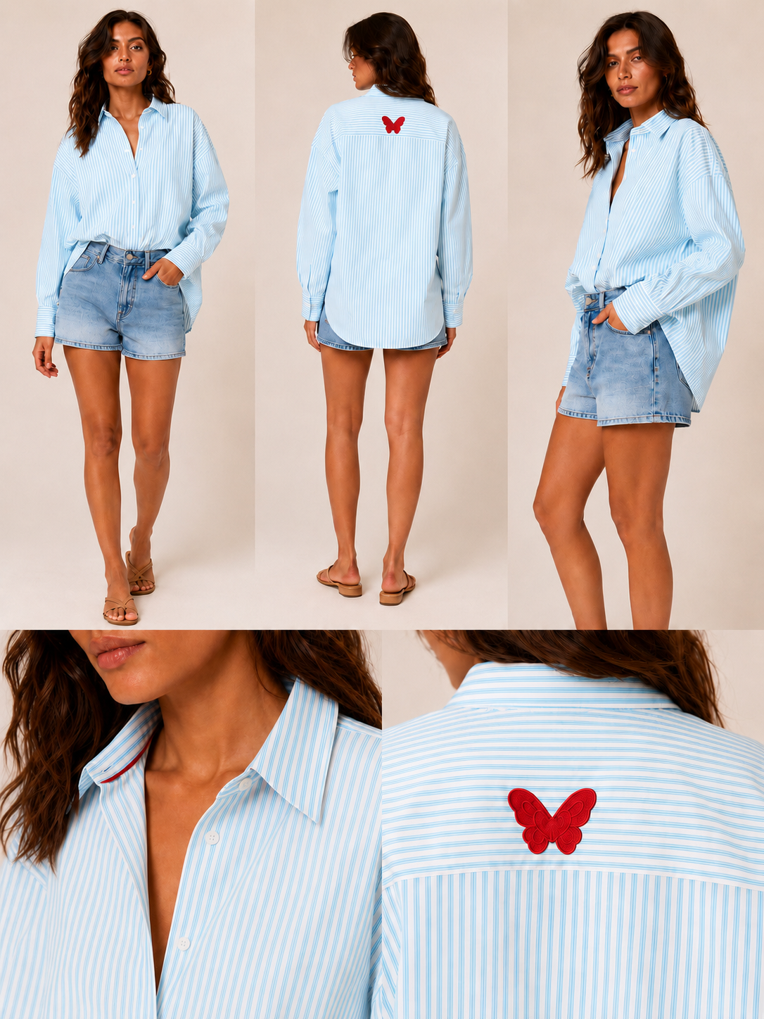 Chemise à rayures bleu turquoise