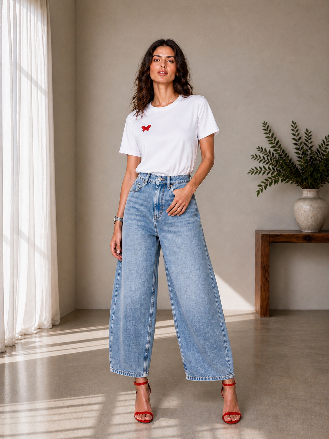 T-shirt demi manches col petit Right Heart