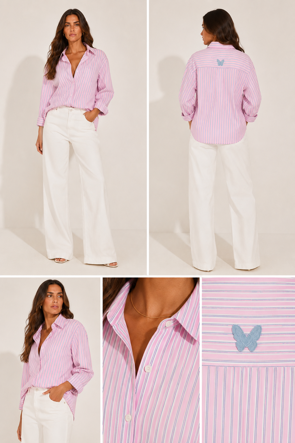 Chemise à rayures roses et bleues