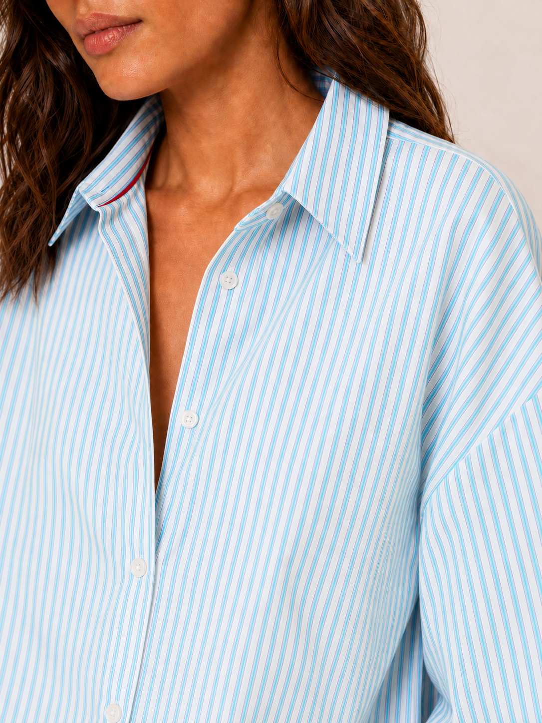 Chemise à rayures bleu turquoise