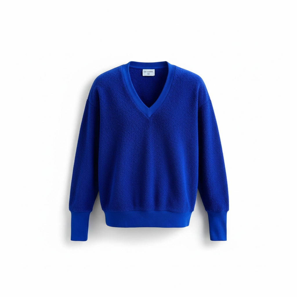 Pull col V en maille texturée