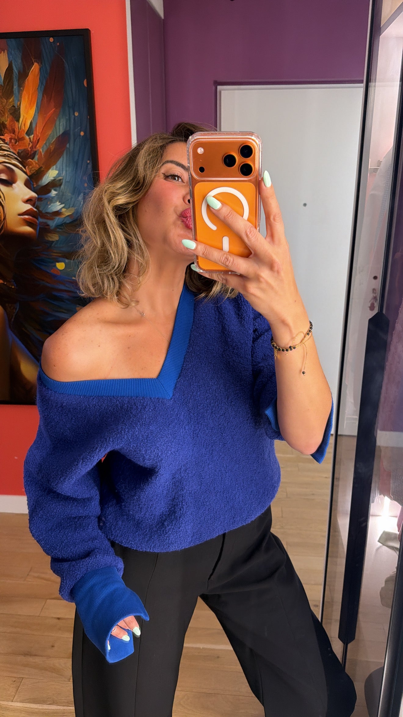 Pull col V en maille texturée