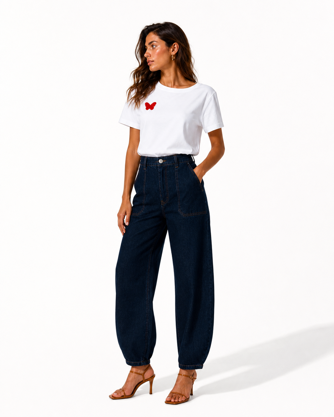 T-shirt demi manches col large Right Heart