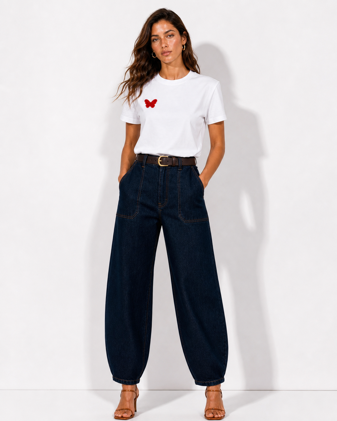 T-shirt demi manches col large Right Heart