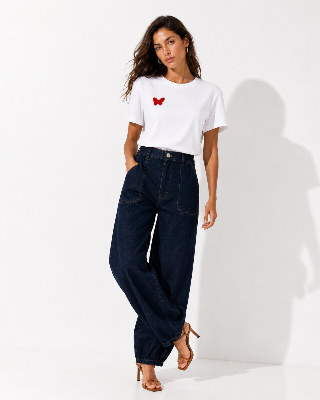 T-shirt demi manches col large Right Heart