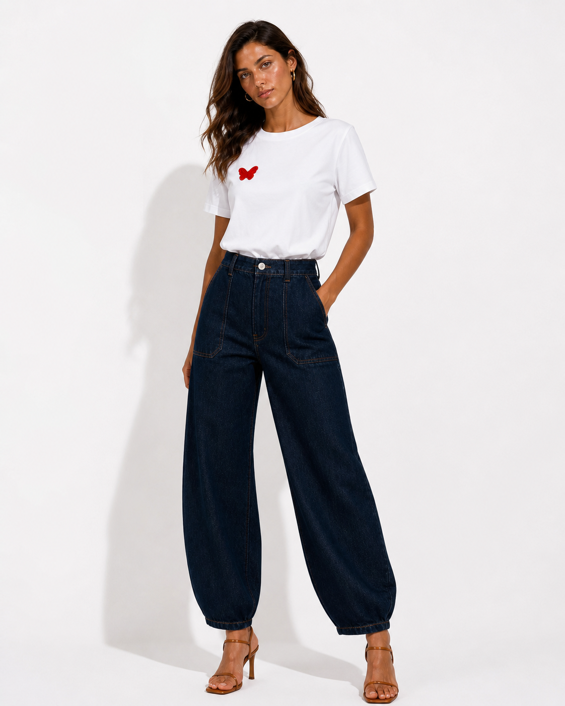 T-shirt demi manches col large Right Heart
