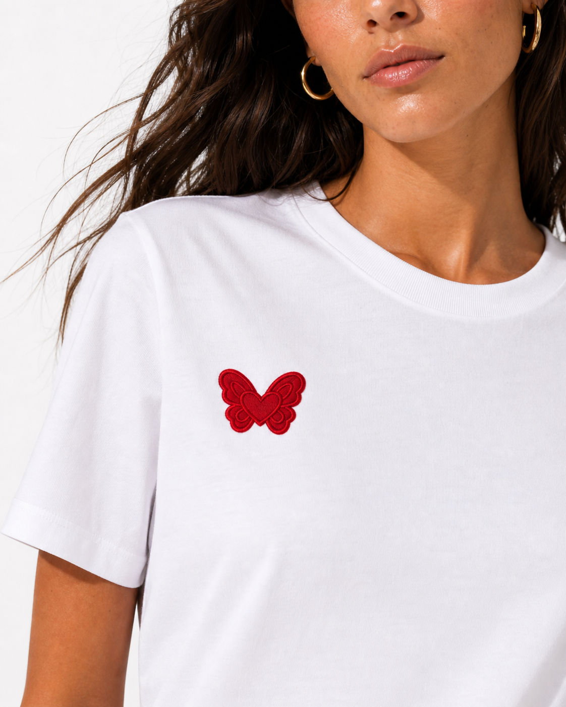 T-shirt demi manches col large Right Heart