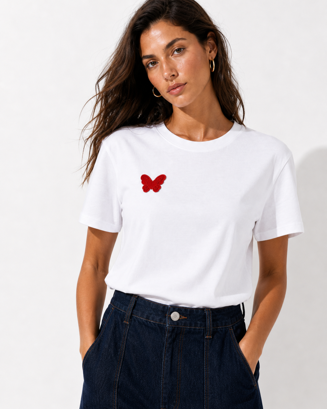 T-shirt demi manches col large Right Heart