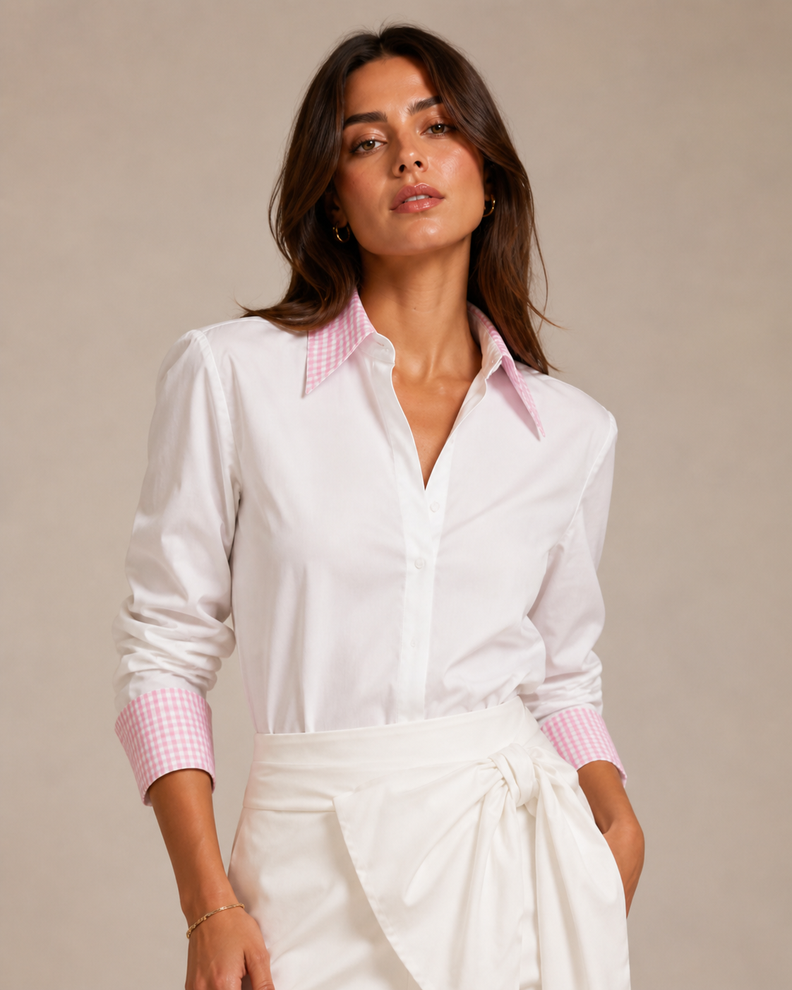 Chemise Blanche Rayures Rose